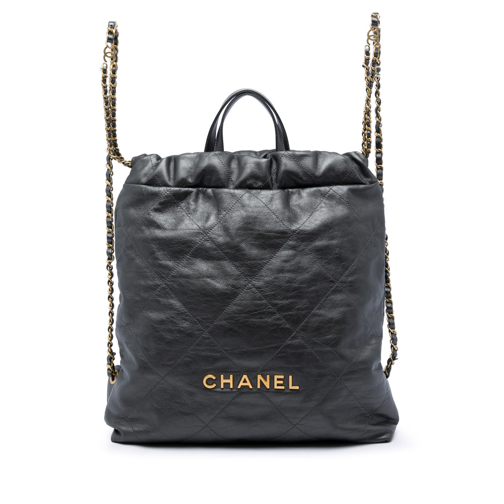 Pre-Loved Chanel Large Quilted Shiny Calfskin 22 Backpack